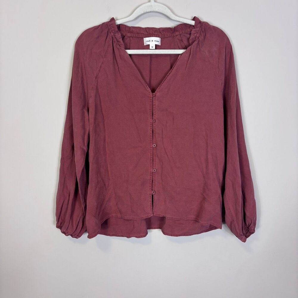 Cloth & Stone Pink Button Front Long Sleeve Blouse Top Size Medium - Picture 1 of 6